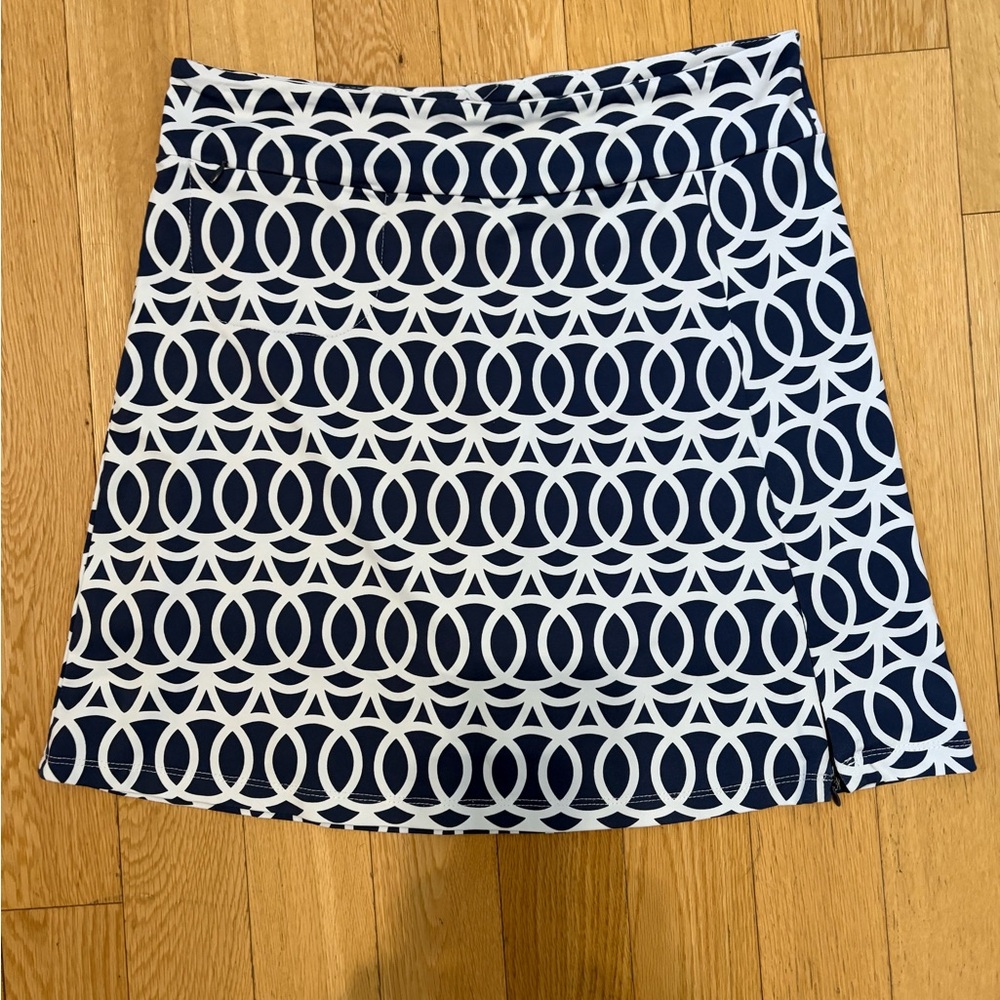 Lulu-B Navy White Geometric Pull-On Skort UPF 50 Coolant Fabric (SZ S) - Picture 2 of 8